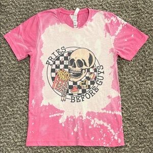 Bella Canvas Pink Tie-Dye T-Shirt with Skull Graphic
